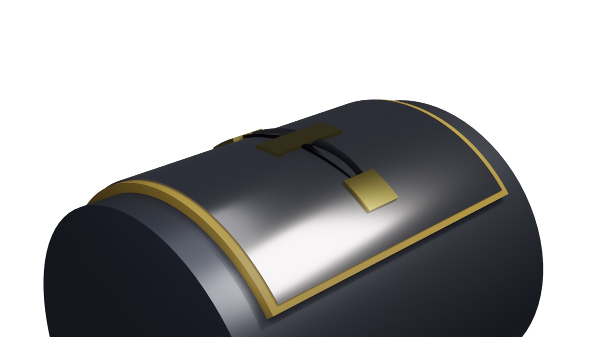 Render of a flexible elliptical sensor wrapped over a curved surface
